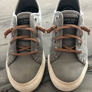 Women’s Gray Sperry Boat Sneakers, Size 5.5